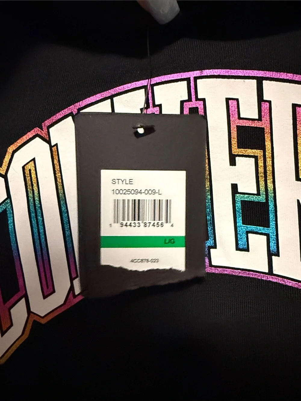Converse Black Hoodie with Multicolor Rainbow Logo and Star Sleeve Prints